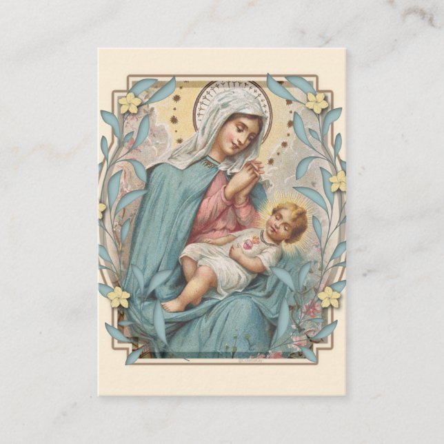 Tarjeta De Mesa Virgen Religiosa María Jesús Memorare Oración Sant (Anverso)