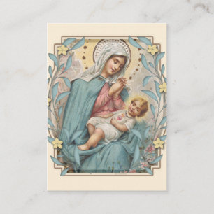 Tarjeta De Mesa Virgen Religiosa María Jesús Memorare Oración Sant