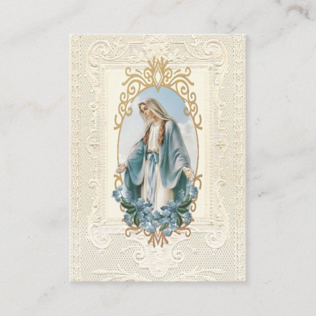 Tarjeta De Mesa Virgen religiosa María Oración fúnebre  (Anverso)