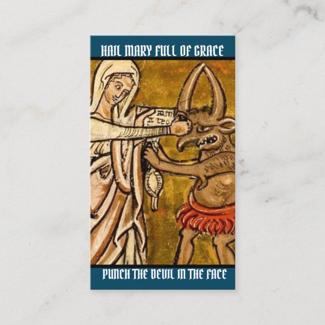 Tarjeta De Mesa Virgen religiosa Mary Prayer Punch Devil (Anverso)