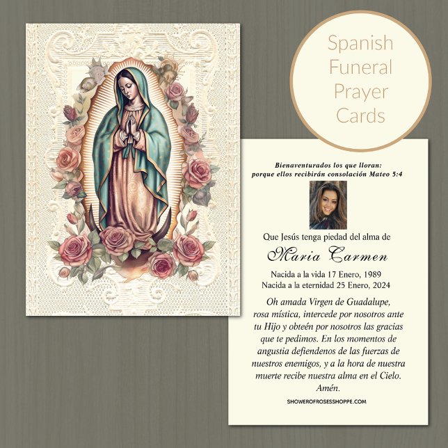 Tarjeta De Mesa Virgin México Guadalupe Oración Funeral Española (Subido por el creador)