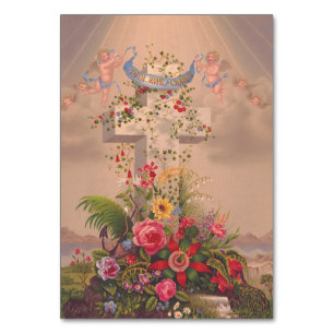 Tarjeta De Mesa Virtudes teologales Fe, Esperanza y Caridad