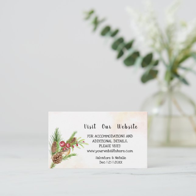 Tarjeta De Mesa Visite nuestra página web Navidades Boda insertar  (Anverso de pie)