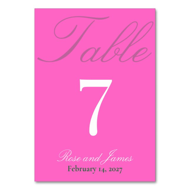 Tarjeta De Mesa Vivid Pink Y2K Gothic Wedding (Anverso)