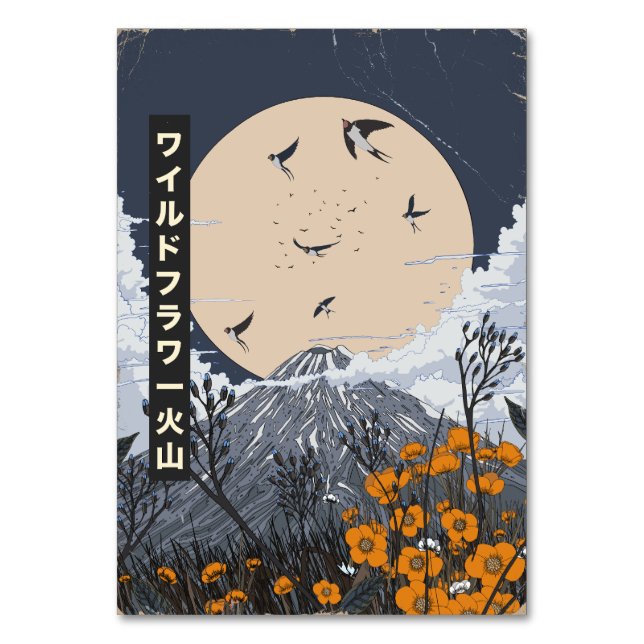 Tarjeta De Mesa Volcán de flores silvestres (Anverso)
