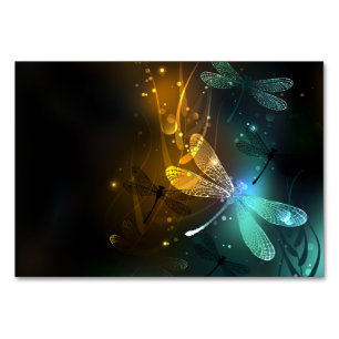 Tarjeta De Mesa Vuelo de libélula luminosa verde