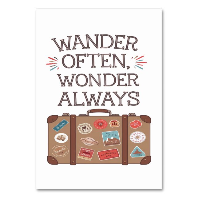 Tarjeta De Mesa Wander A Menudo, Wonder Always Travel Cita (Anverso)