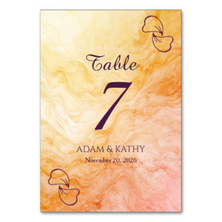 Tarjeta De Mesa Warm Autumn Marble Table Number