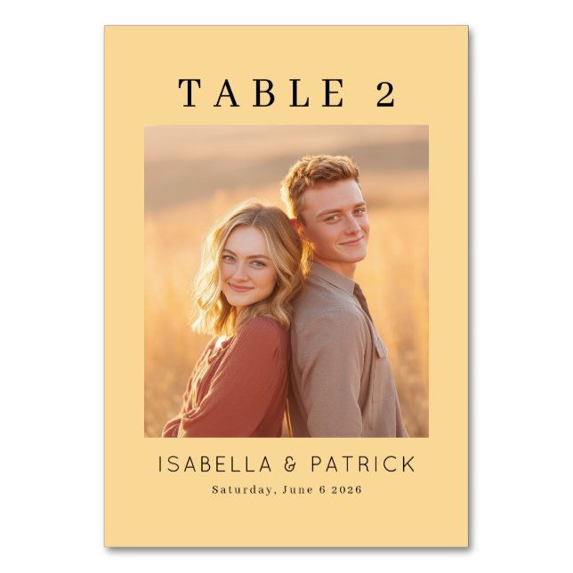 Tarjeta De Mesa Warm Beige Minimalist Photo (Anverso)