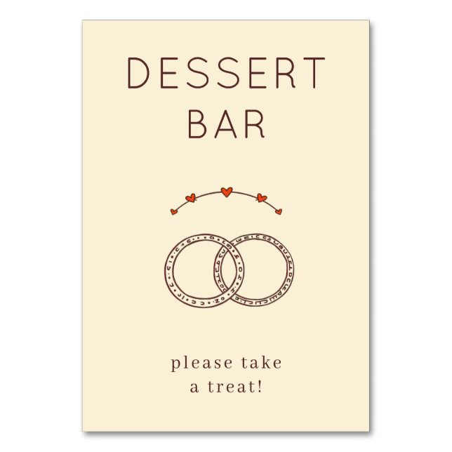 Tarjeta De Mesa Warm Beige Minimalist Wedding Rings (Anverso)