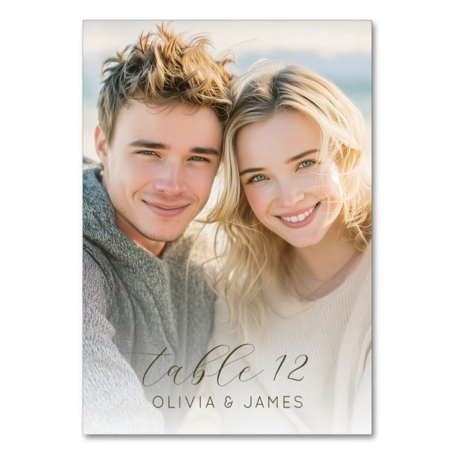 Tarjeta De Mesa Warm Beige Romantic Photo (Reverso)