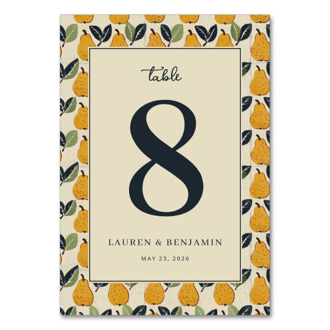 Tarjeta De Mesa Warm Cream Pear Illustration (Anverso)