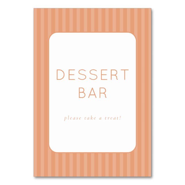 Tarjeta De Mesa Warm Peach Minimalist Dessert Bar Sign (Anverso)