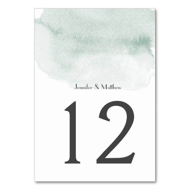 Tarjeta De Mesa Wasabi Green Watercolor Wash | (Anverso)