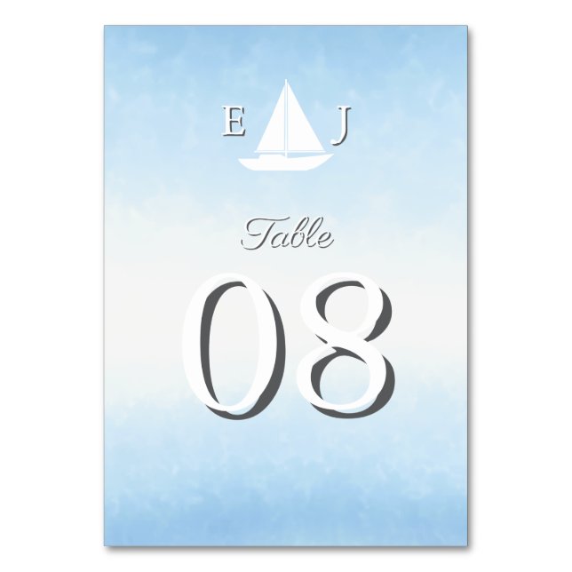 Tarjeta De Mesa Water Meets Sky Watercolor Wedding (Anverso)