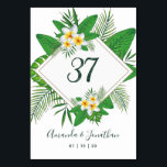 Tarjeta De Mesa Watercolor Aloha Beach Wedding<br><div class="desc">Pintar color de agua tropical follaje playa nupcial número de tarjetas con tipografía de escritura a mano personalizable a los detalles de tu evento.</div>