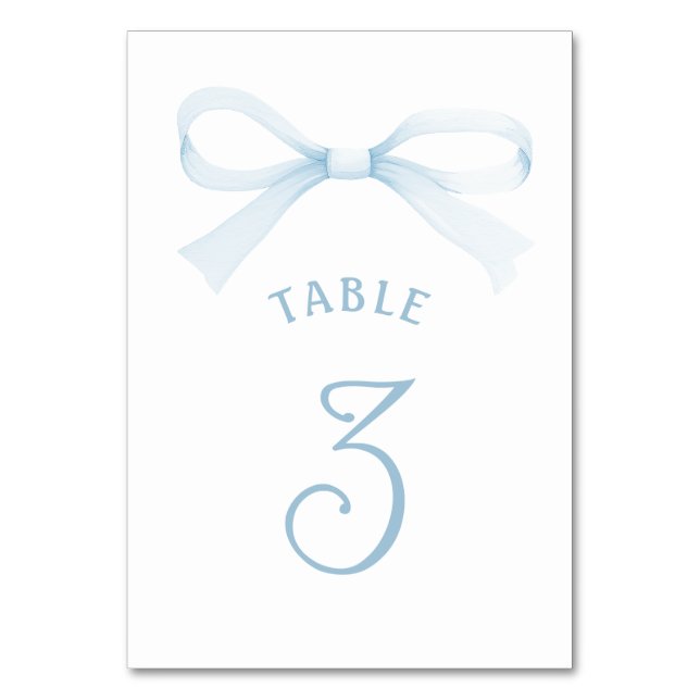 Tarjeta De Mesa Watercolor Blue Bow (Anverso)