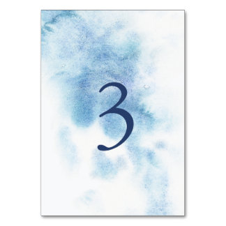 Tarjeta De Mesa Watercolor Dusty Blue Winter Wedding Table Number