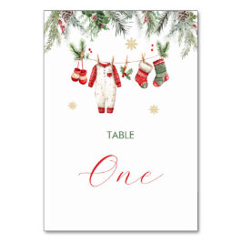 Tarjeta De Mesa Watercolor Elegant Winter Santa Baby Christmas