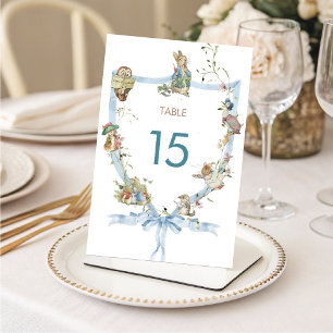 Tarjeta De Mesa Watercolor Elegante flor silvestre Peter Rabbit Ta