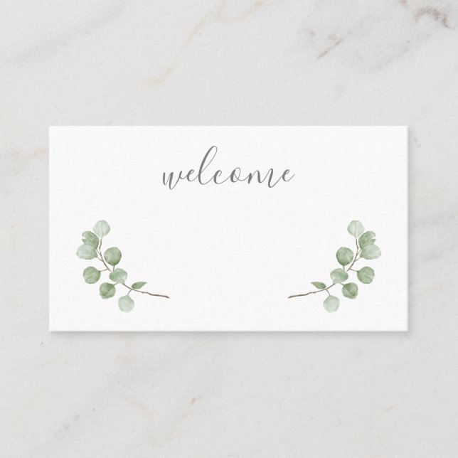 Tarjeta De Mesa Watercolor Eucalyptus Greenery Boda Place Card (Anverso)