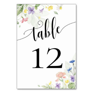 Tarjeta De Mesa Watercolor Flor silvestre Boda Rainbow Floral Pans