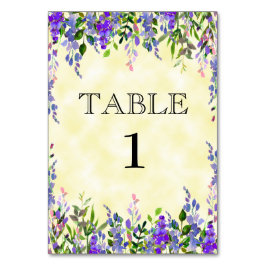 Tarjeta De Mesa Watercolor Lavender Floral Yellow Place Card