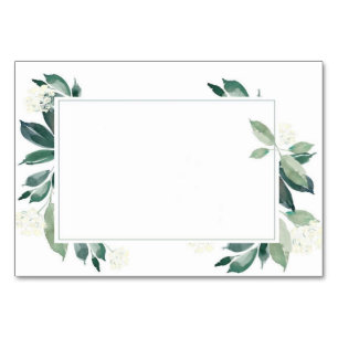 Tarjeta De Mesa Watercolor Leafy verde botánico