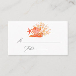 Tarjeta De Mesa Watercolor Living Coral Beach Wedding
