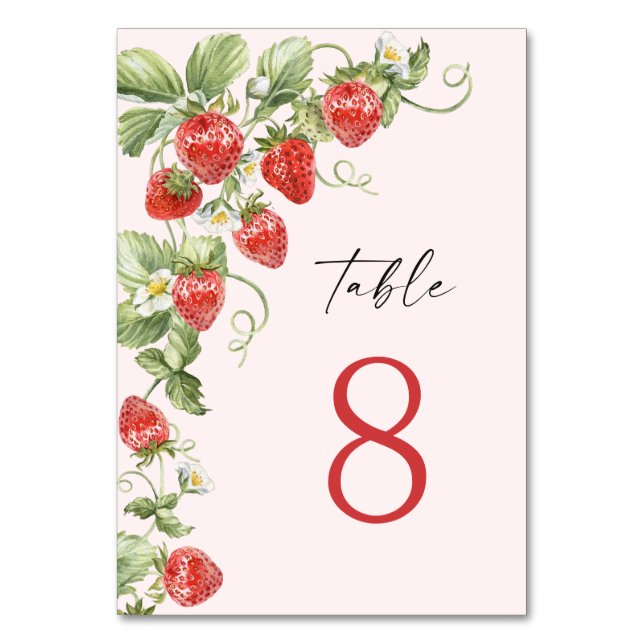 Tarjeta De Mesa Watercolor Meadow Strawberry (Anverso)