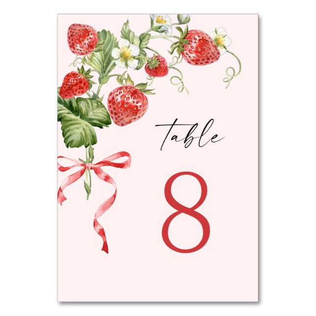 Tarjeta De Mesa Watercolor Meadow Strawberry (Anverso)