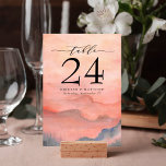 Tarjeta De Mesa Watercolor Mountain Rustic Coral Sunset<br><div class="desc">Cuando se trata de papelería boda, los estilos de los bosques dan comienzo a una mágica noche o a un fin de semana boda en las montañas... ... ... ... ... ... ... ... ... ... ... ... ... ... ... ... ... ... ... ... ... ... ... ... ......</div>