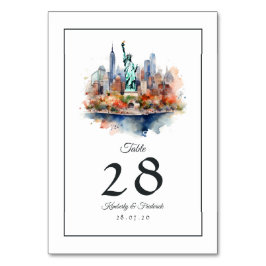 Tarjeta De Mesa Watercolor New York Destination Wedding