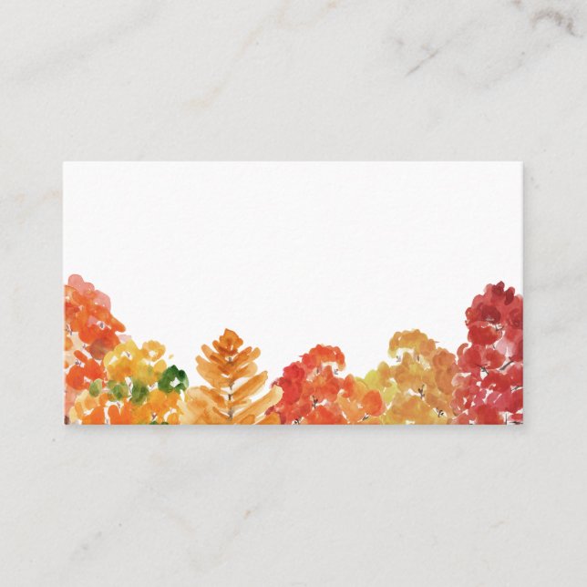 Tarjeta De Mesa Watercolor Otumn Woodlands Fall Wedding (Anverso)