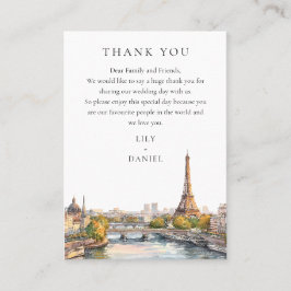 Tarjeta De Mesa Watercolor París Boda Francia Gracias