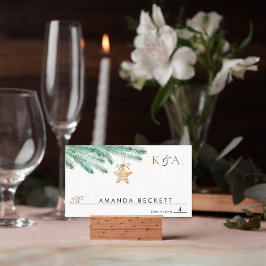 Tarjeta De Mesa Watercolor Pine Boughs Navidades Boda de Invierno