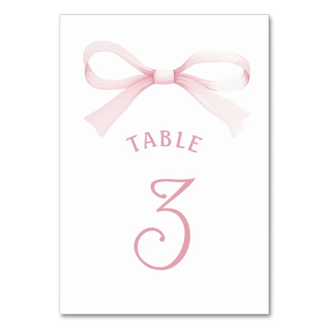 Tarjeta De Mesa Watercolor Pink Bow (Anverso)