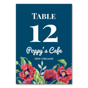 Tarjeta De Mesa Watercolor Red Poppies Floral Ilustracion Cafe