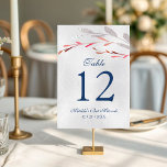 Tarjeta De Mesa Watercolor Suculento Bat Botánico Floral Mitzvah<br><div class="desc">Este diseño presenta una elegante acuarela suculenta ramo floral de azul y plata suave con follaje rojo y plateado burdeos sobre un fondo plateado con su número de mesa e información adicional en la parte inferior. Personalice editando el texto en los cuadros de texto. Diseñado para ti por Evco Studio...</div>