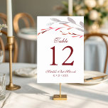 Tarjeta De Mesa Watercolor Suculento Bat Botánico Floral Mitzvah<br><div class="desc">Este diseño presenta una elegante acuarela suculenta ramo floral de azul y plata suave con follaje rojo y plateado burdeos sobre un fondo blanco con su número de mesa e información adicional en la parte inferior. Personalice editando el texto en los cuadros de texto. Diseñado para ti por Evco Studio...</div>