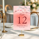 Tarjeta De Mesa Watercolor Suculento Bat Botánico Floral Mitzvah<br><div class="desc">Este diseño presenta una elegante acuarela suculenta y florida ramo de flores en azul suave y plata con follaje rojo y plateado sobre un fondo de sombra de coral con su número de mesa e información adicional en la parte inferior. Personalice editando el texto en los cuadros de texto. Diseñado...</div>