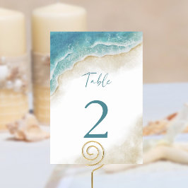 Tarjeta De Mesa Watercolor Summer Ocean Beach Wedding
