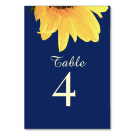 Tarjeta De Mesa Watercolor Sunflowers dark blue Wedding