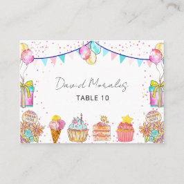 Tarjeta De Mesa Watercolor Sweet One Girl 1st Birthday Party
