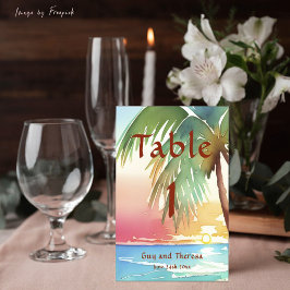 Tarjeta De Mesa Watercolor Tropical Beach Wedding