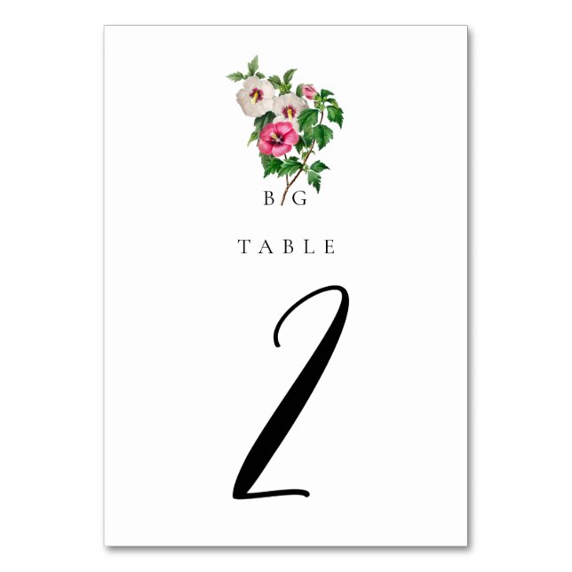 Tarjeta De Mesa Watercolor Tropical Hibiscus Summer Boda (Reverso)