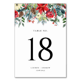 Tarjeta De Mesa Watercolor Winter Blooms Garland Boda Botánico