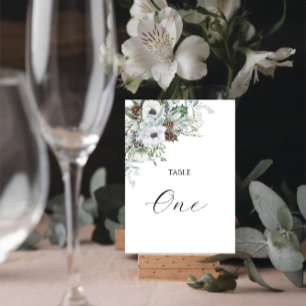 Tarjeta De Mesa Watercolour Elegant Winter Anemones Flowers Table 