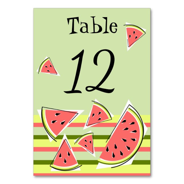 Tarjeta De Mesa Watermelon Green Pieces Stripe Classic (Anverso)