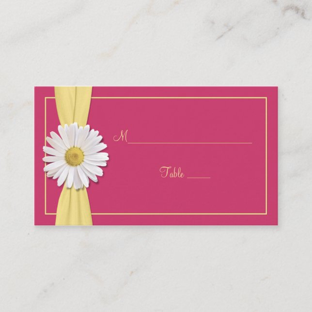 Tarjeta De Mesa Watermelon Pink Daisy Boda Place Cards (Anverso)